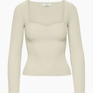 Aritzia Babaton Long Sleeve Sculpt Knit Matte Pearl Size S